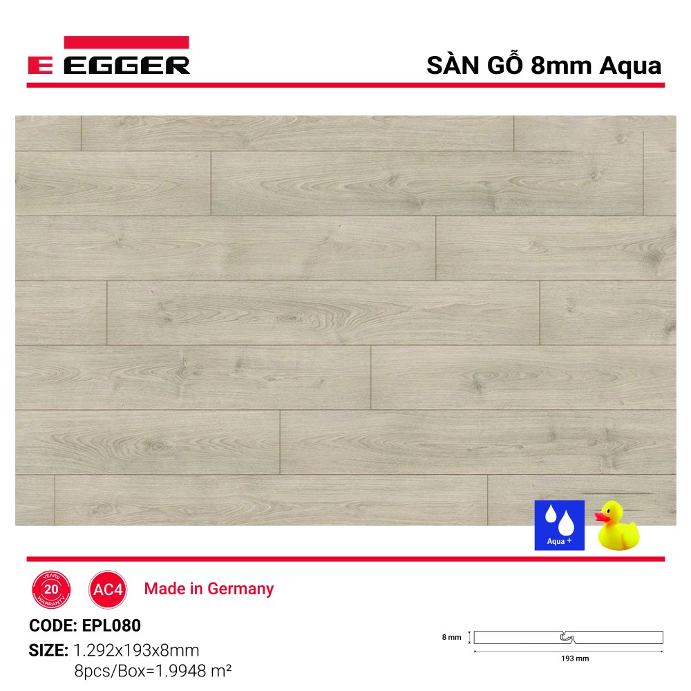 Sàn gỗ Egger Aqua+ EPL080