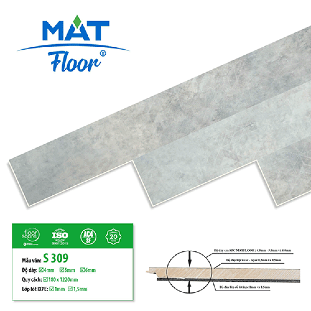 Sàn nhựa hèm khoá Mat Floor S309