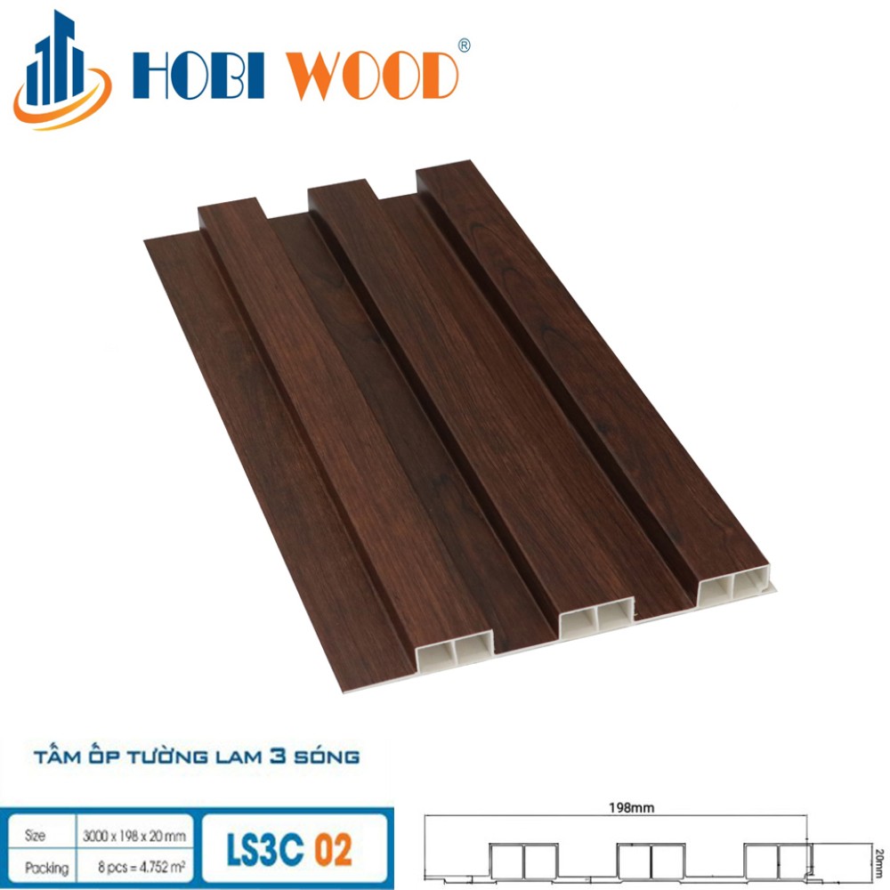 Tấm ốp lam sóng Hobi Wood LS3C02