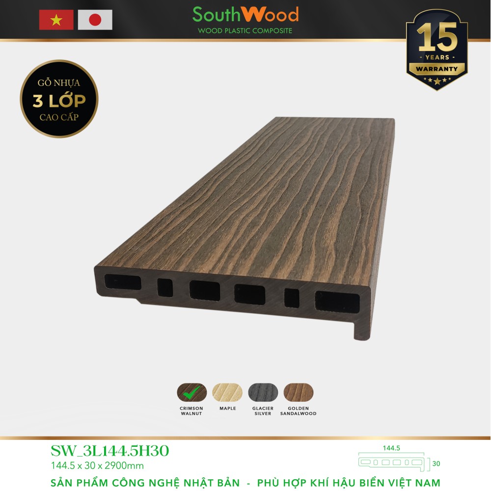 Sàn gỗ Southwood SW 3L1445H30 Crimson Walnut