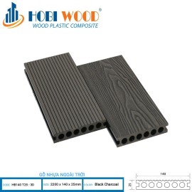 Sàn gỗ ngoài trời Hobi Wood HB140T25-3D Black Charcoal Sàn gỗ ngoài trời Hobi Wood HB140T25-3D Black Charcoal