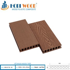 Sàn gỗ ngoài trời Hobi Wood HB140T25-3D Maple - Leaf Red Sàn gỗ ngoài trời Hobi Wood HB140T25-3D Maple - Leaf Red
