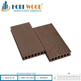 Sàn gỗ ngoài trời Hobi Wood HB140T25-3D oak brown Sàn gỗ ngoài trời Hobi Wood HB140T25-3D oak brown