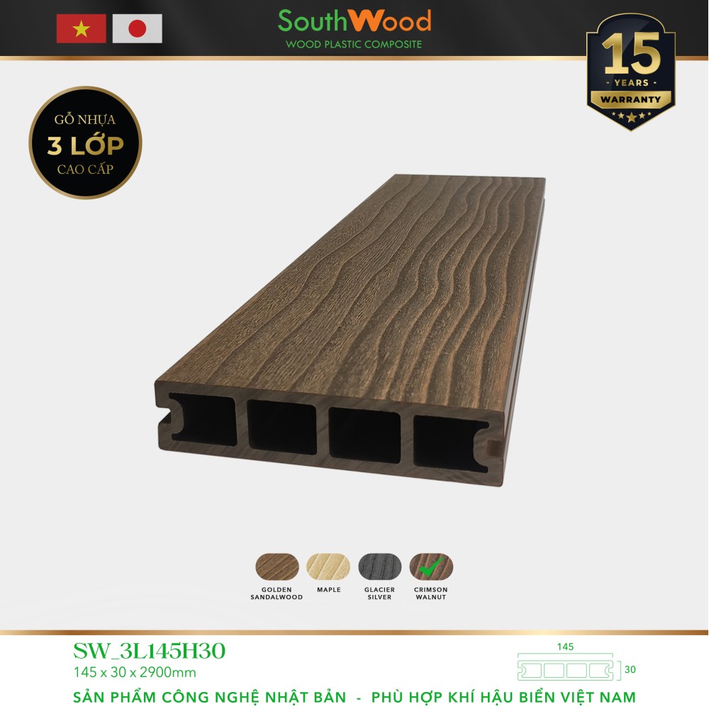 Sàn gỗ Southwood SW 3L145H30 Crimson Walnut