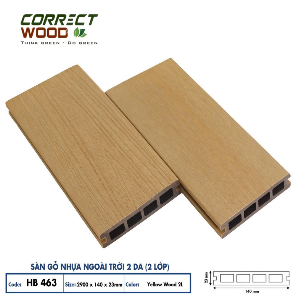 Sàn Gỗ Nhựa Ngoài Trời Correct Wood 2 Lớp HB 463