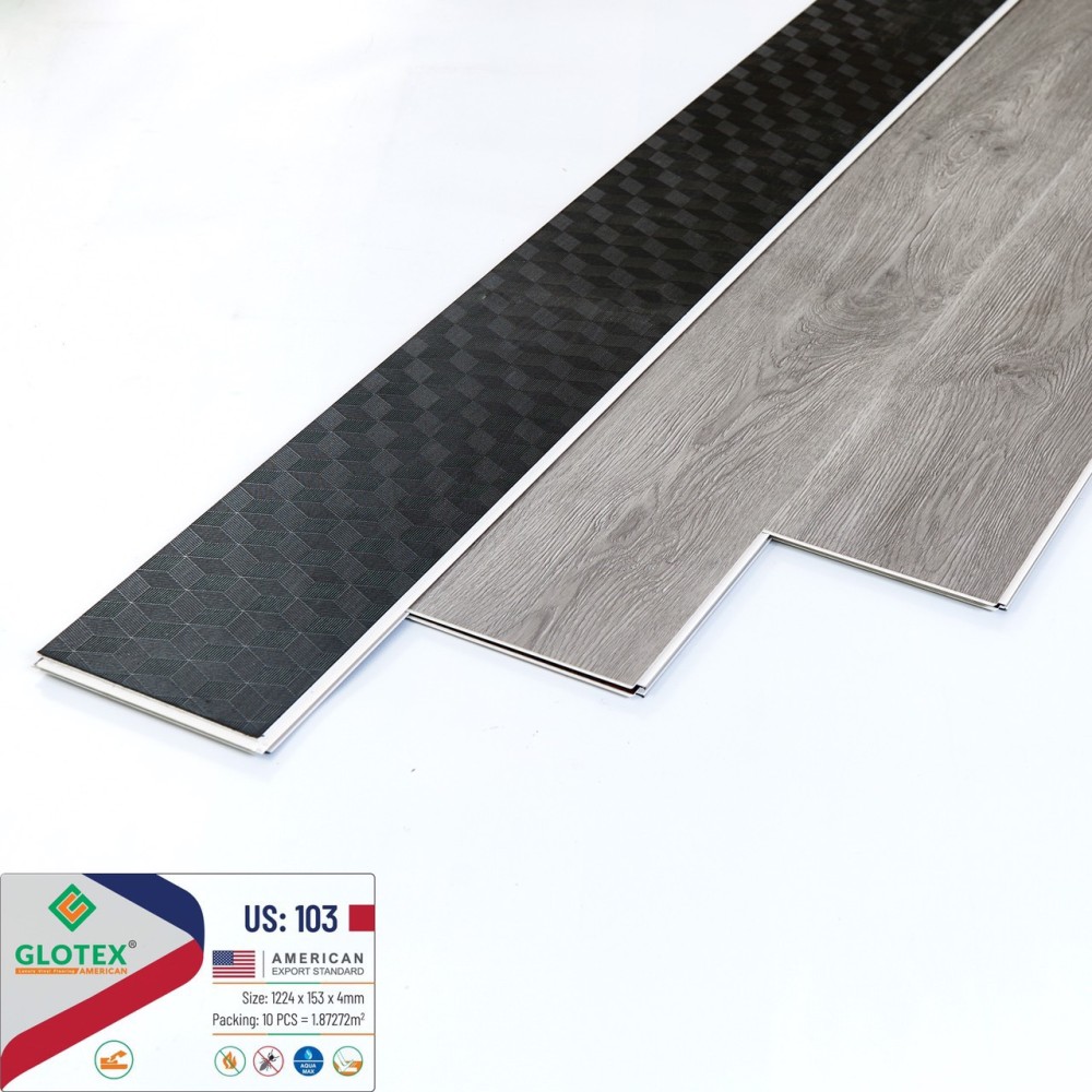 Sàn Nhựa Hèm Khóa Glotex Đế Cao Su US103 Sàn Nhựa Hèm Khóa Glotex Đế Cao Su US103