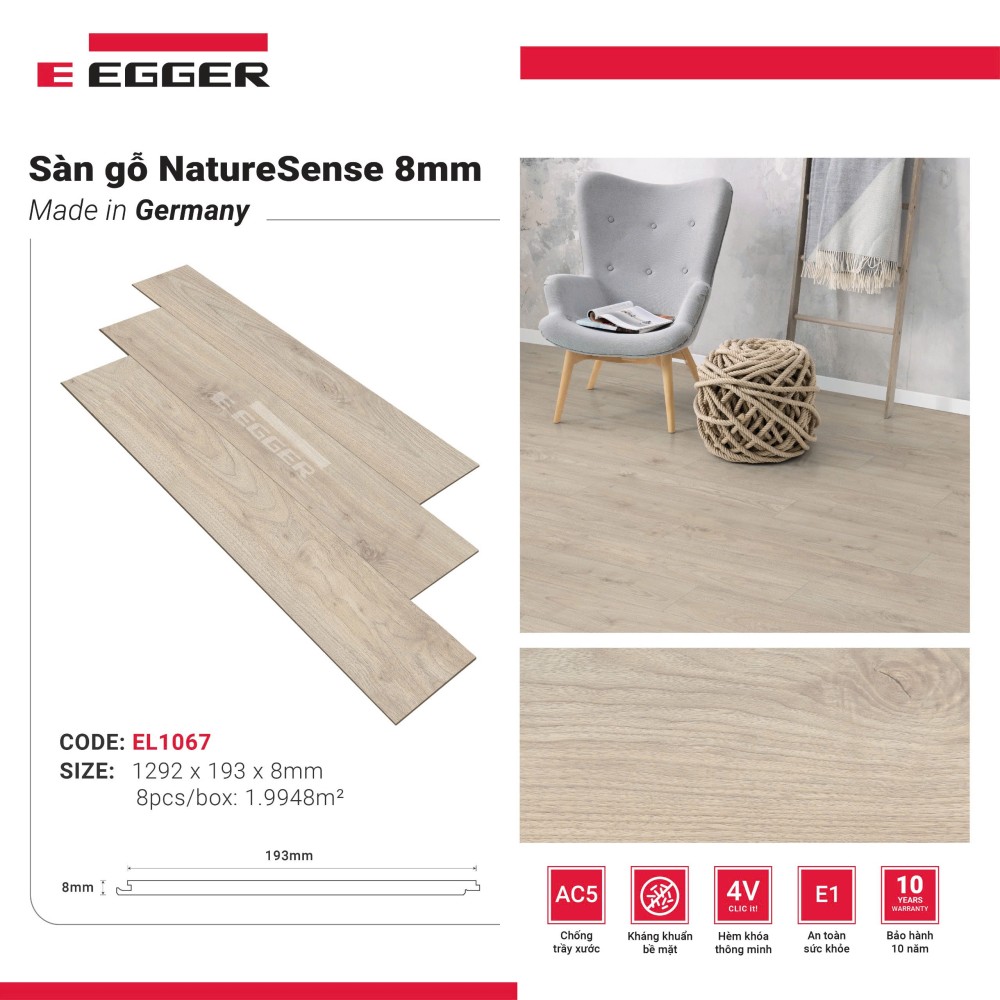 Sàn gỗ Egger 8mm Classic EL1067