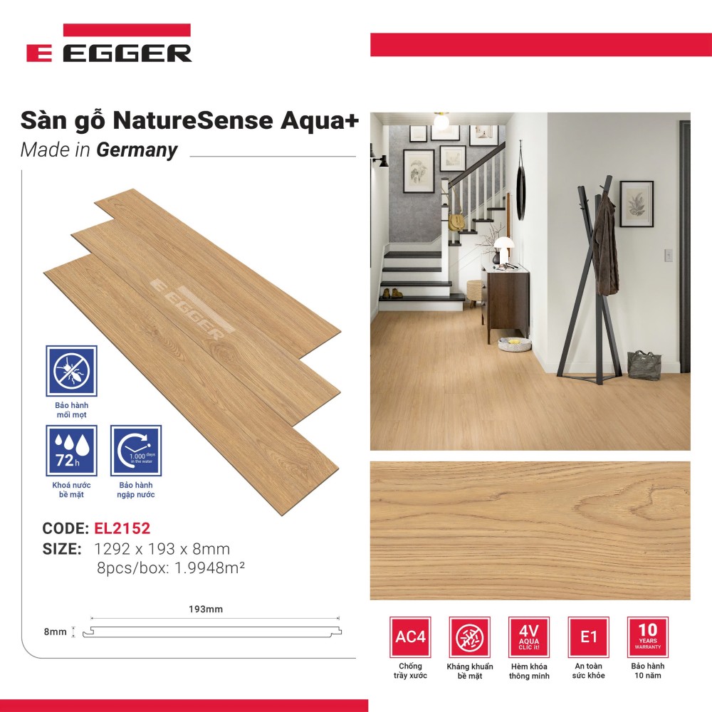 Sàn Gỗ Egger Aqua+ 8mm EL2152