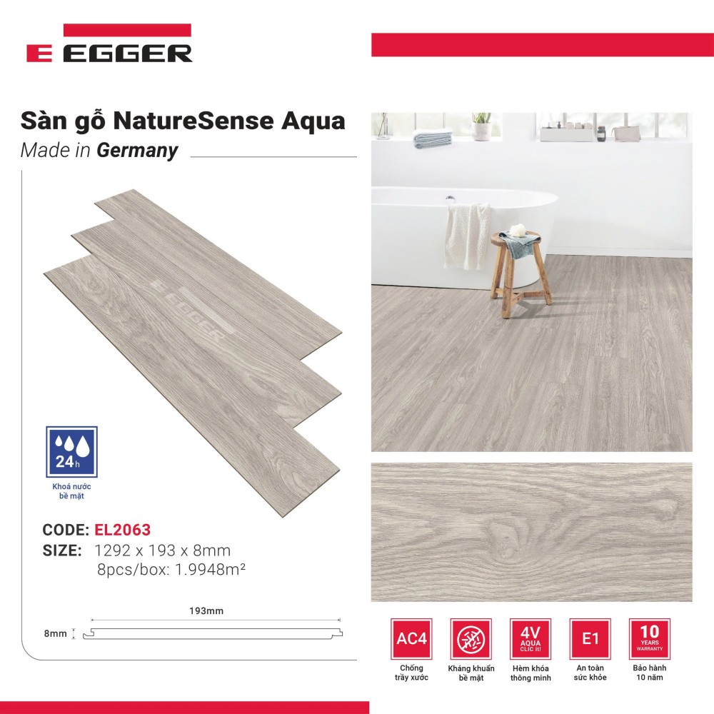 Sàn gỗ Egger Aqua 8mm EL2063