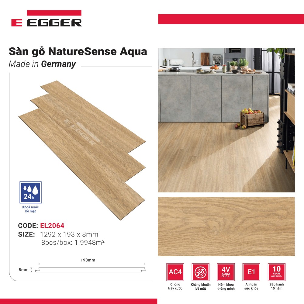 Sàn gỗ Egger Aqua 8mm EL2064