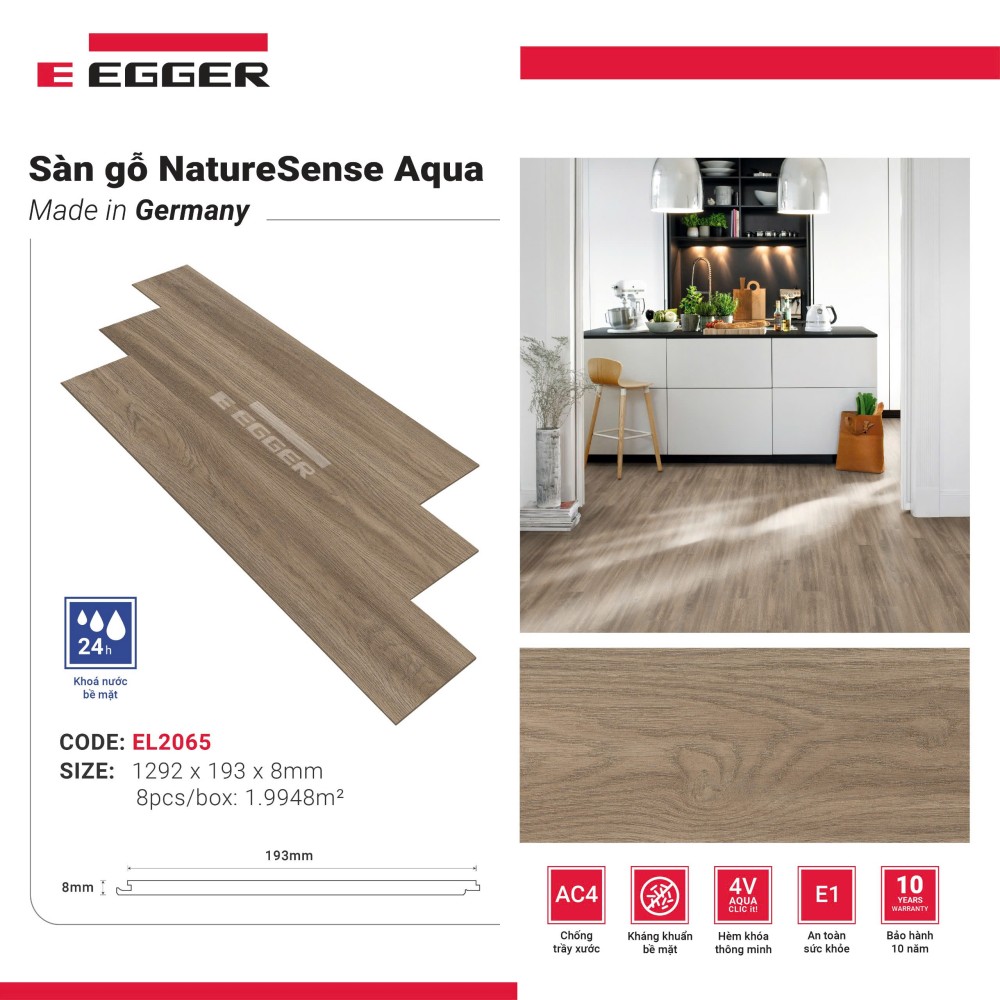 Sàn gỗ Egger Aqua 8mm EL2065