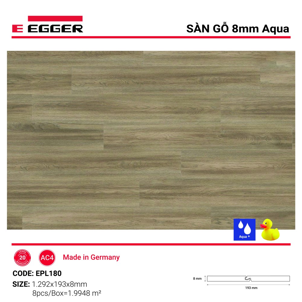 Sàn gỗ Egger Aqua+ EPL180