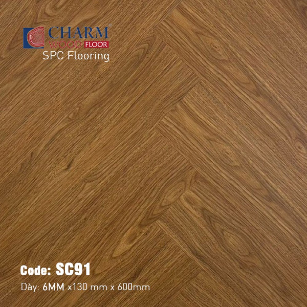 Sàn Nhựa Charm Wood 6mm Xương Cá SC91